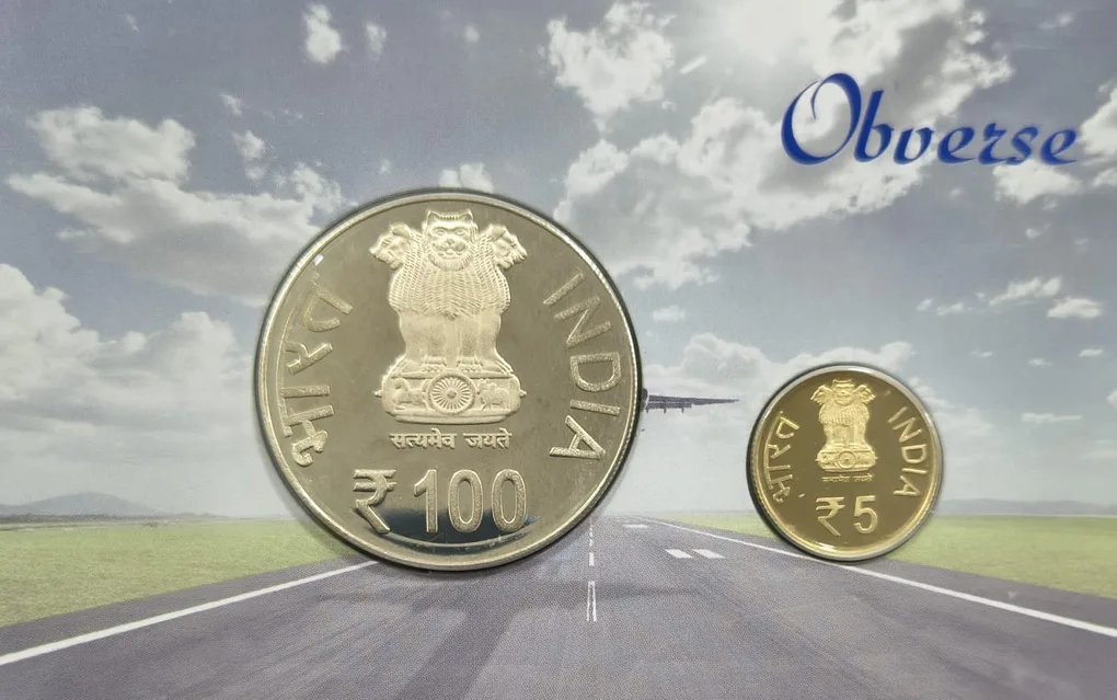 CIVIL Aviation India - 2011 Rare 2 Coins ( Proof Set ) Mumbai Mint
