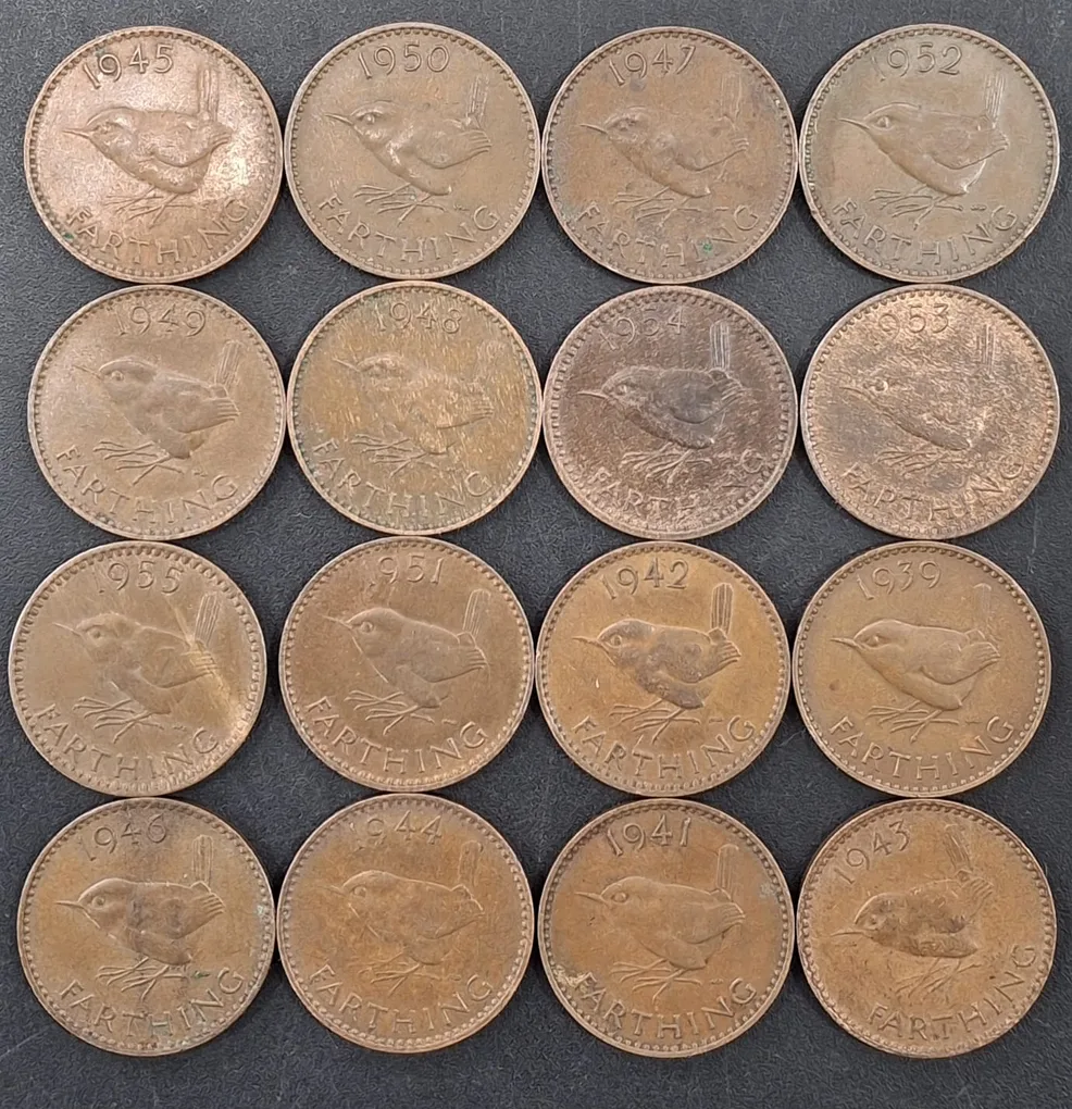 England 1 Farthing George Six ( Birds ) 16 Diffrant Dates # A-432
