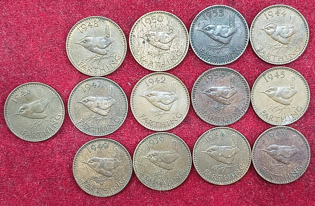 England 1 Farthing George Six ( Birds ) 13 Diffrant Dates # A-433