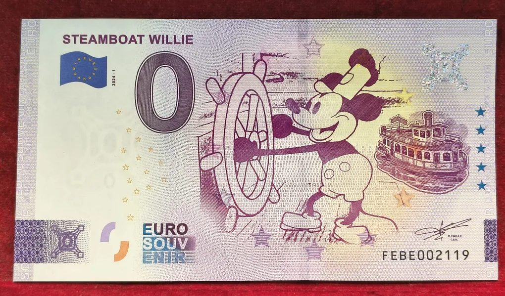 Malta 0 Euro - Steamboat Willie GEM UNC Legal Tender Country Issue