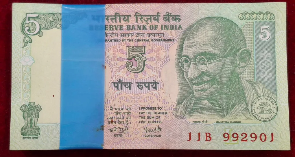 5 Rupees Gandhi Governor Y.b.reddy Rare Serial Packet