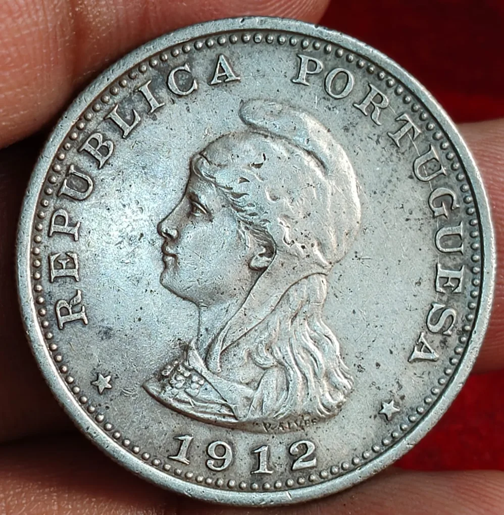 India, Portuguese 1912 1 Rupia - Republic Lisboa mint Silver (.917) Weight 11.66 g Extermaly rare coin # A-456