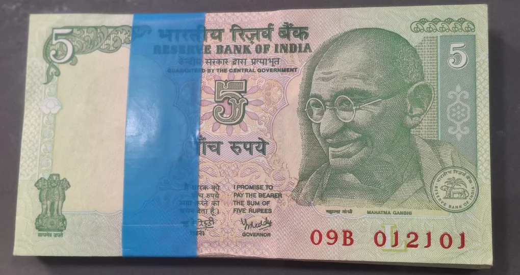 5 Rupees Gandhi Governor Y.b.reddy Rare Serial Packet