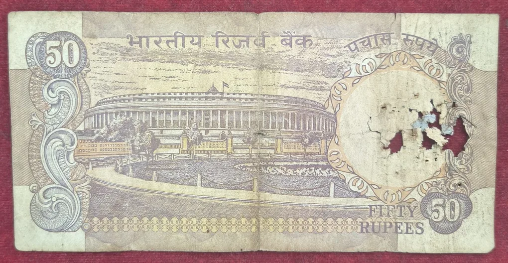 778786 Fancy Numiber Old Issue 50 Rupees Low Condition Rare Note