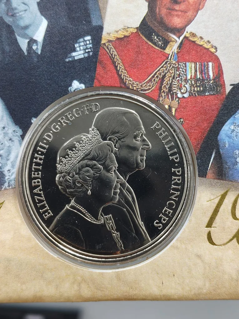 England 5 Pounds 1997 - Golden Wedding Anniversary Coin First DAY Cover Royal Mint Issue Rare