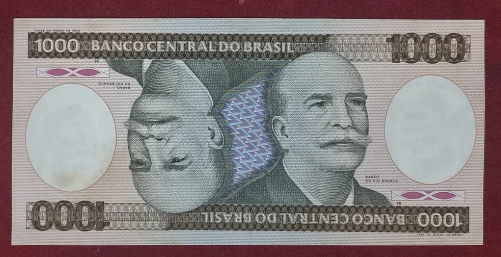 Brazil 1000 Cruzeiros 2nd Edition; 2nd Type rare note