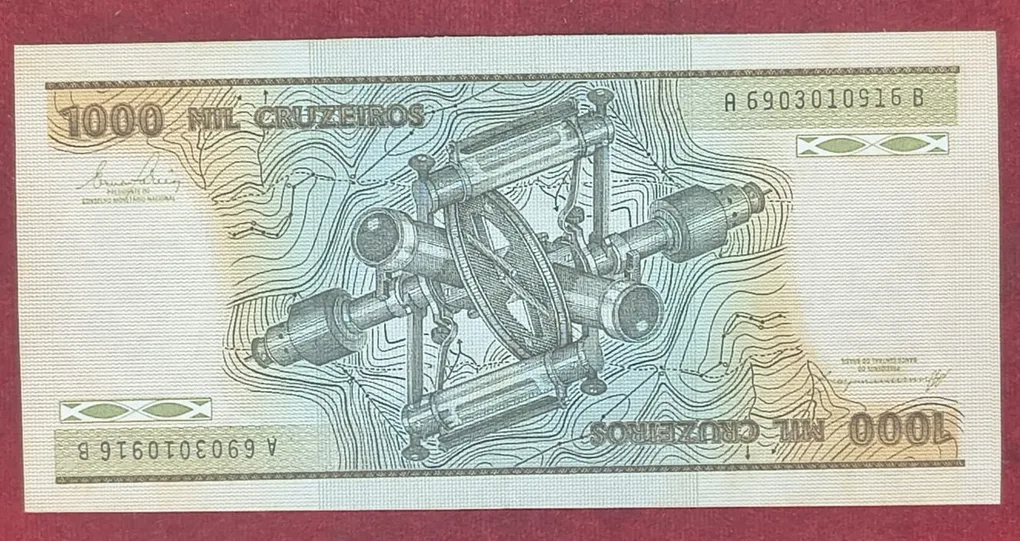 Brazil 1000 Cruzeiros 2nd Edition; 2nd Type rare note