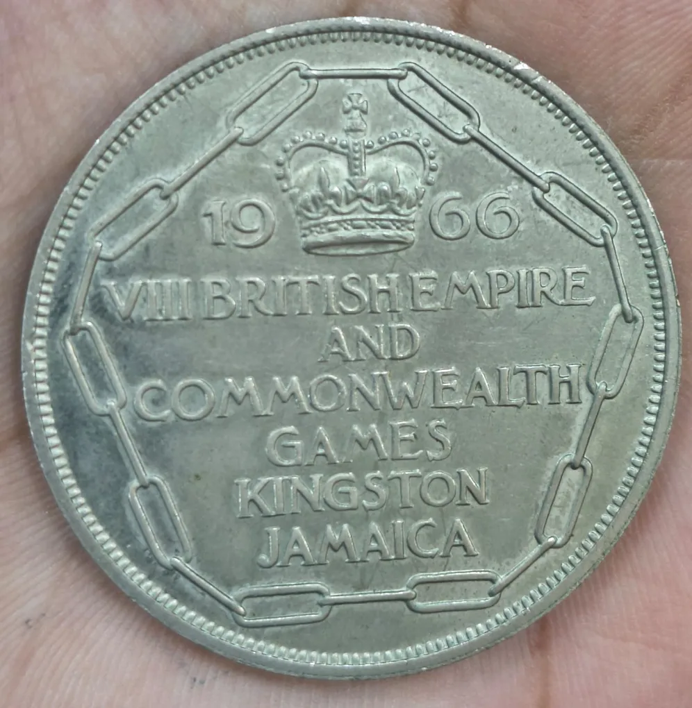 Jamaica 5 Shillings 1966 Commonwealth Games UNC Rare Coin # A-469