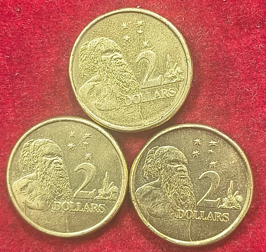 Australian 2 Dollar 3 Varieties Different Coin Rare Set #A-504