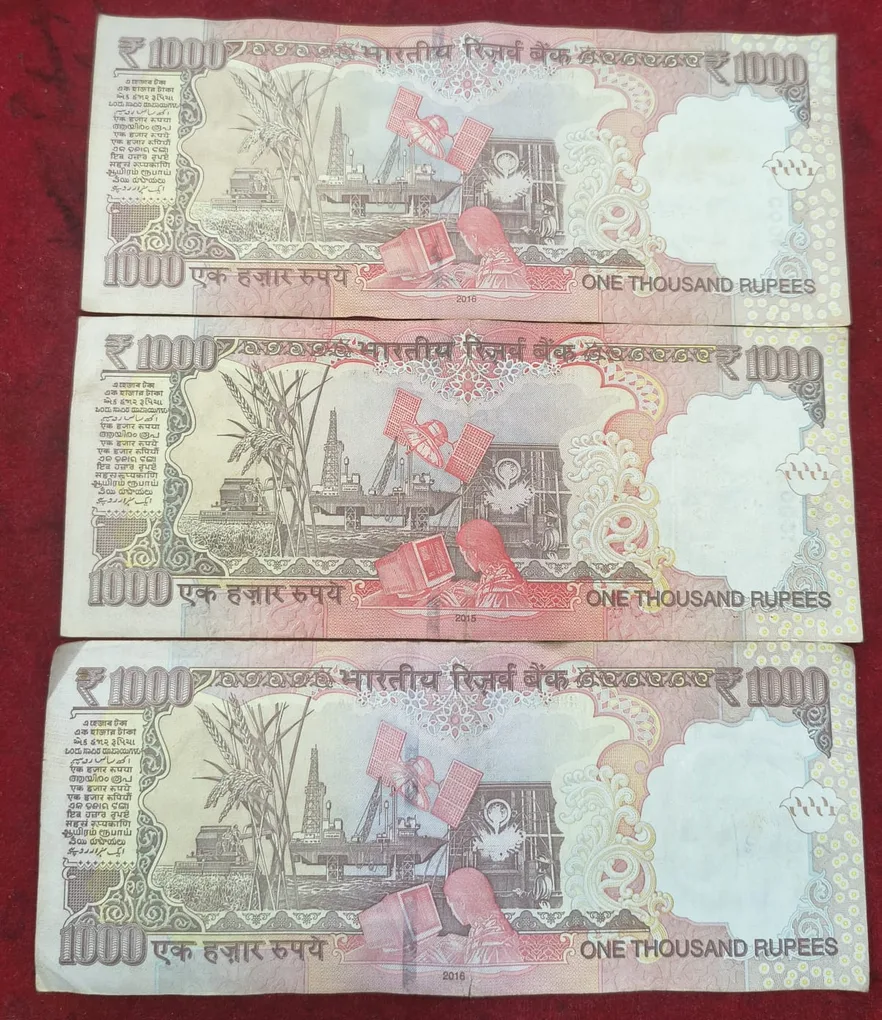 1000 Rupees Telescopy Number ( 3 Different Insert) Governer Raghu RAM Rare Note