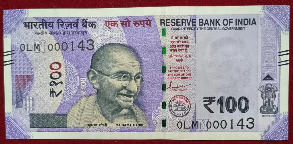 000143 Fancy Number 100 Rupees Governor Shaktikant DAS Rare UNC Note