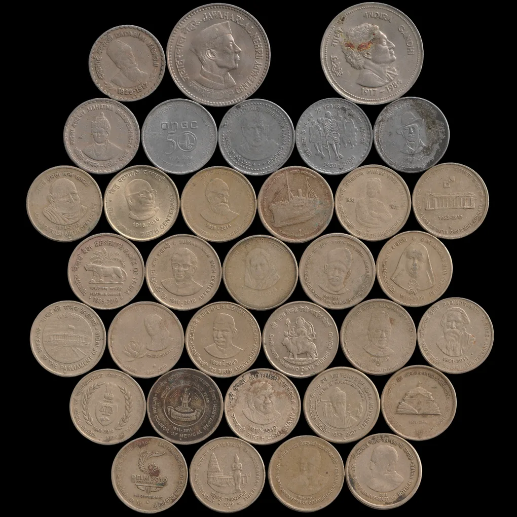 DAM Cheap Sale❤️🤑 34 Different 5 Rupee Commemorative Coins Set Superb Rare to Find Colletction Same Set Given