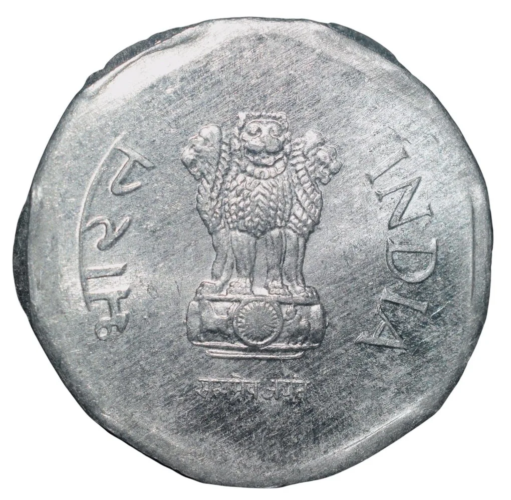 Aluminium 20 Paise of Republic India (AD 1994) of Hyderabad Mint Rare UNC Grade Cutting Error