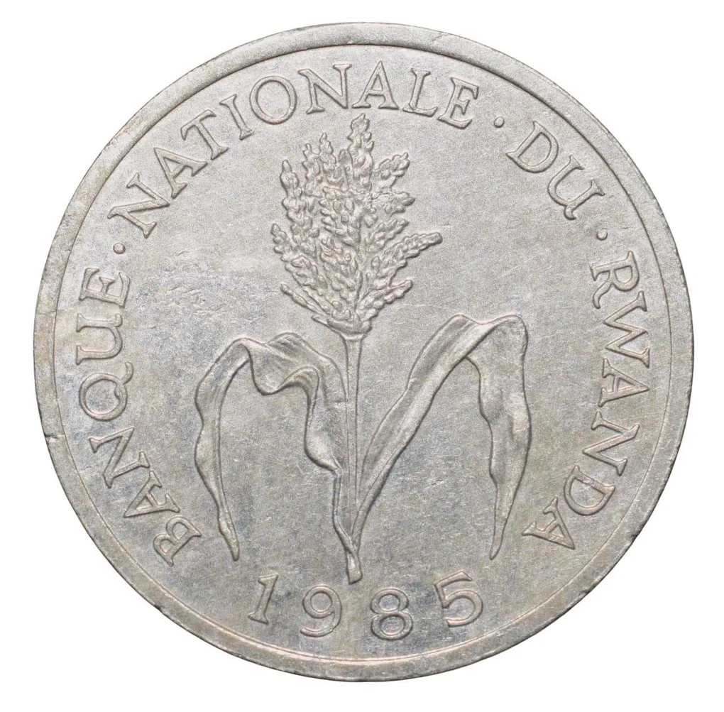 Aluminium 1 Franc of Rwanda Country (AD 1985) with Millet flower Scarce