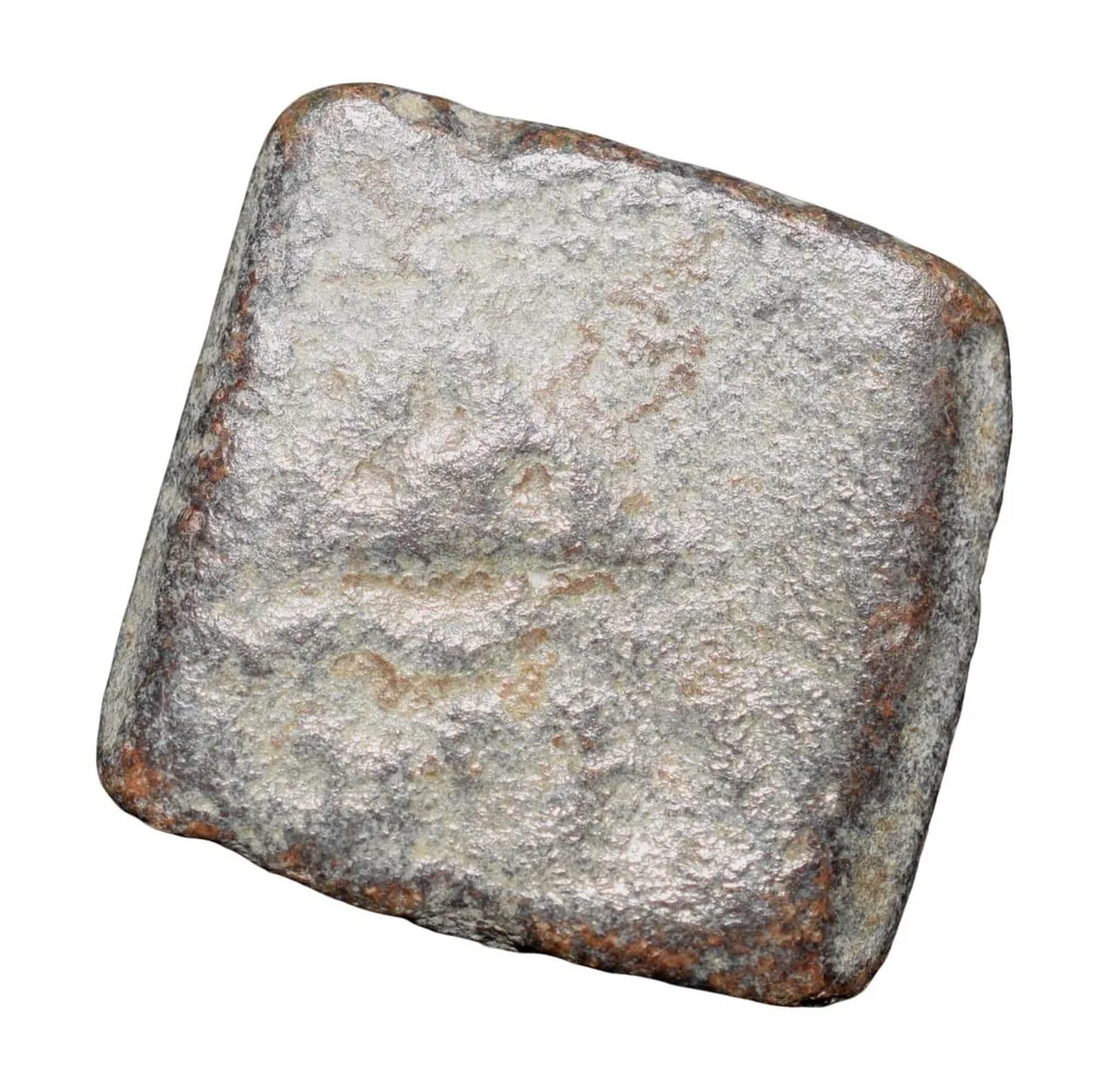 Lead Coin of Western Kshatrapa - Rudrasena III? (3rd Cen. AD) with Bull walking Right/3-Arched Hill Rare