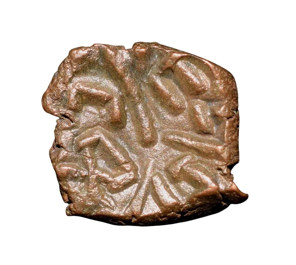 Copper Kakani of Ganapati Naga(c. 3rd Cen. AD) of Nagas Dynasty from Padmavati Bull Type Odd Square Shaped
