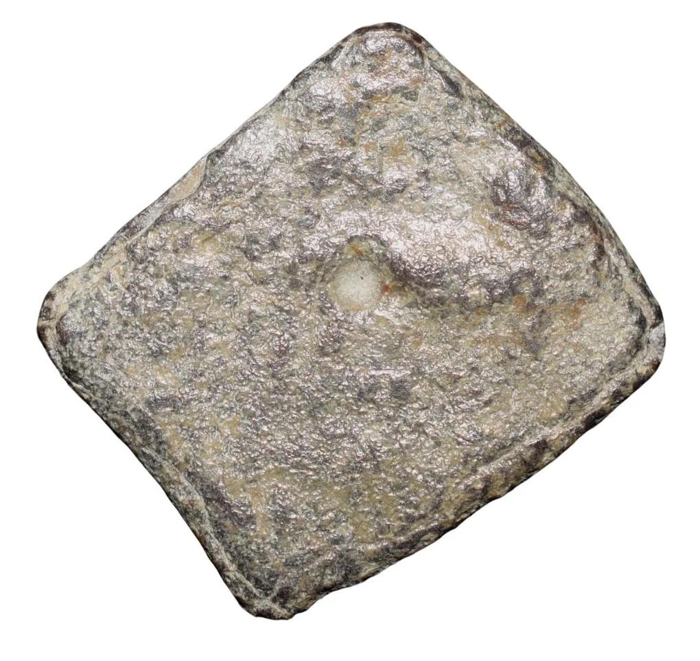 Lead Coin of Western Kshatrapa - Rudrasena III? (3rd Cen. AD) with Bull facing Right/3-Arched Hill Rare