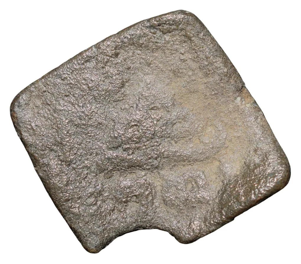 Lead Coin of Western Kshatrapa - Rudrasena III? (3rd Cen. AD) with Bull/3-Arched Hill Rare