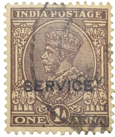 Postal Stamp of George V 1 Anna Brown Colour - Used Condition as per image.
