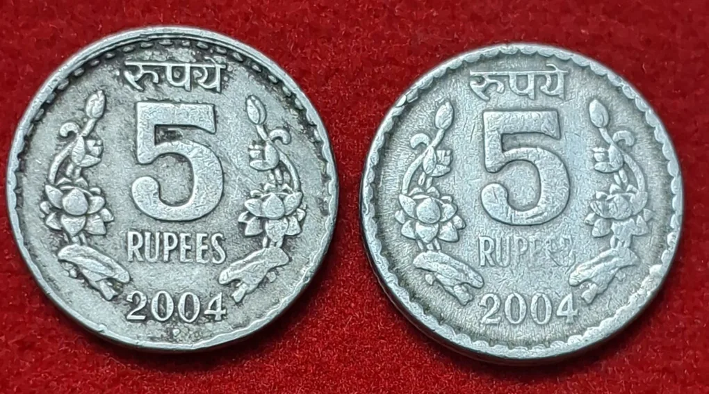 5 Rupee 2 Coin Set of 2004 Bombay ,Calcutta Mint Both