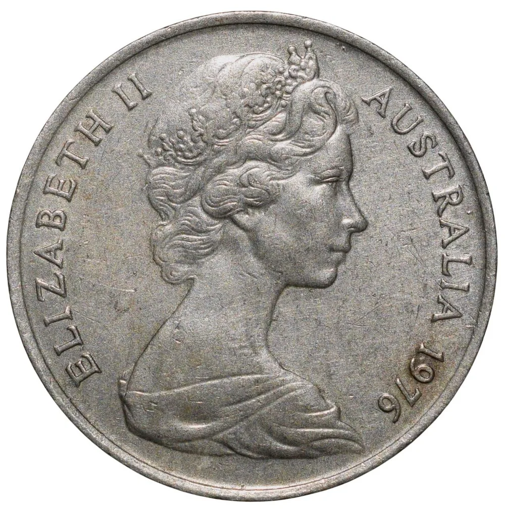 Nickel 5 Cents of Elizabeth II (AD 1976) from Australia with An Echidna (Ant Eater)