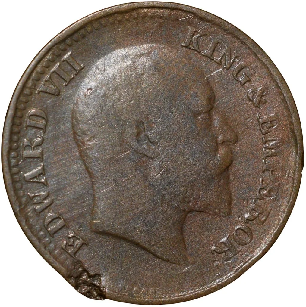 Bronze 1/2 Pice of Edward VII ( AD1908) of Calcutta Mint Very Fine