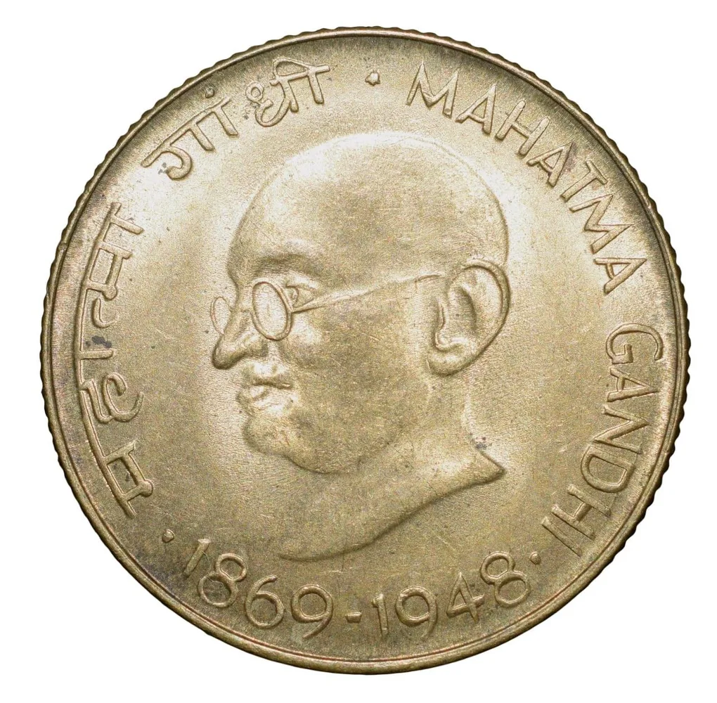 Aluminium-Bronze 20 Paise of Republic India - Mahatma Gandhi (AD 1969) of Hyderabad Mint UNC Grade
