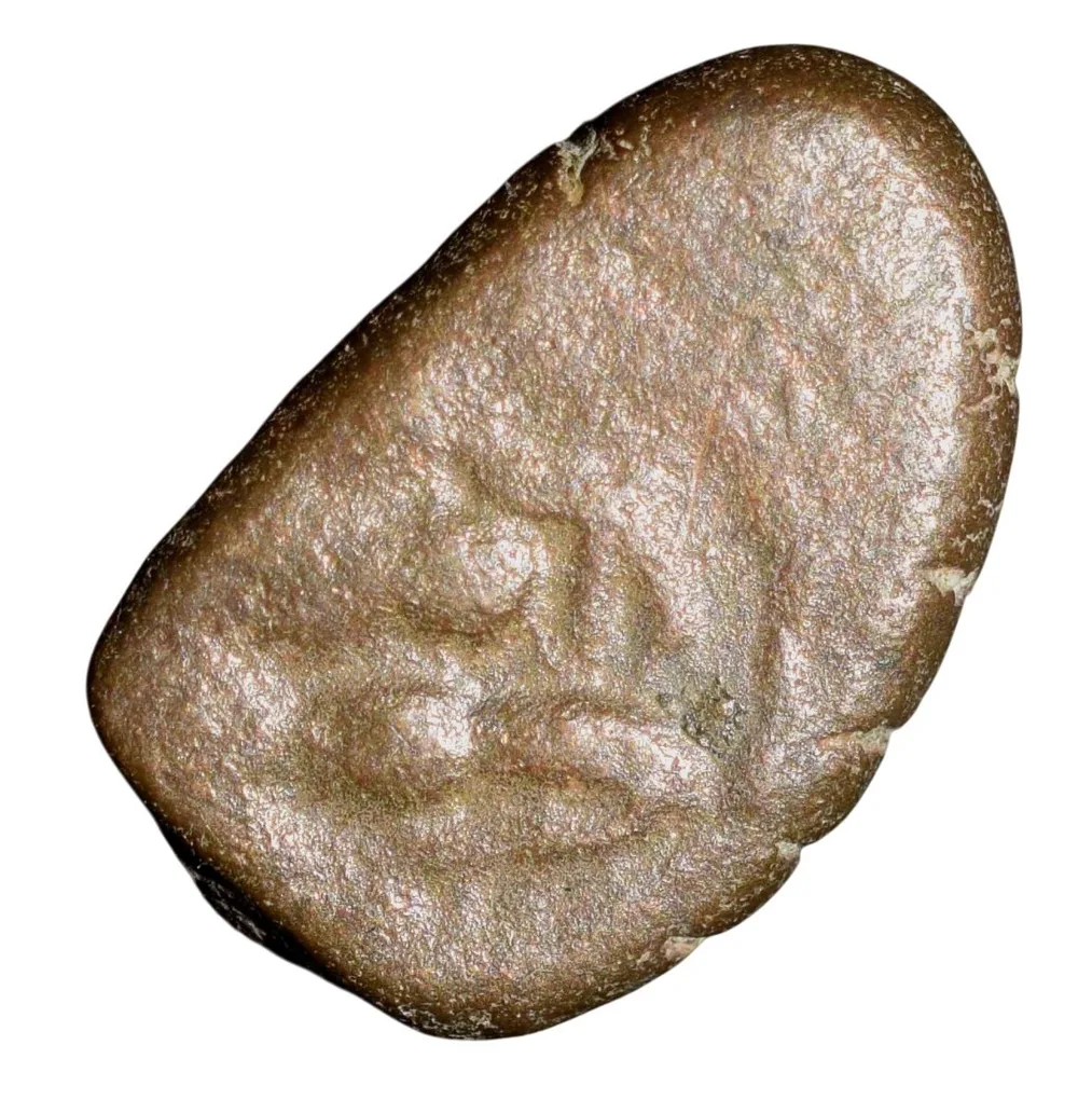 Copper Coin of Rashatrakutas Series (5th - 7th Cen. AD) with Deity Seated with Folded Legs