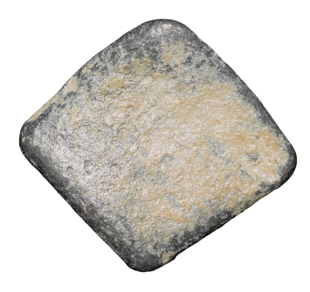 Lead Coin of Western Kshatrapa - Rudrasena III? (3rd Cen. AD) with 3-Arched Hill & Date in Brahmi Rare