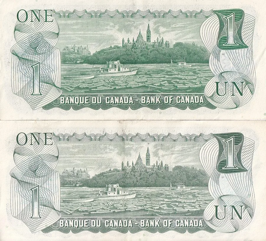Canada 1 Dollar 1973 Two Different Deputy Governer Signature Set Rare #2