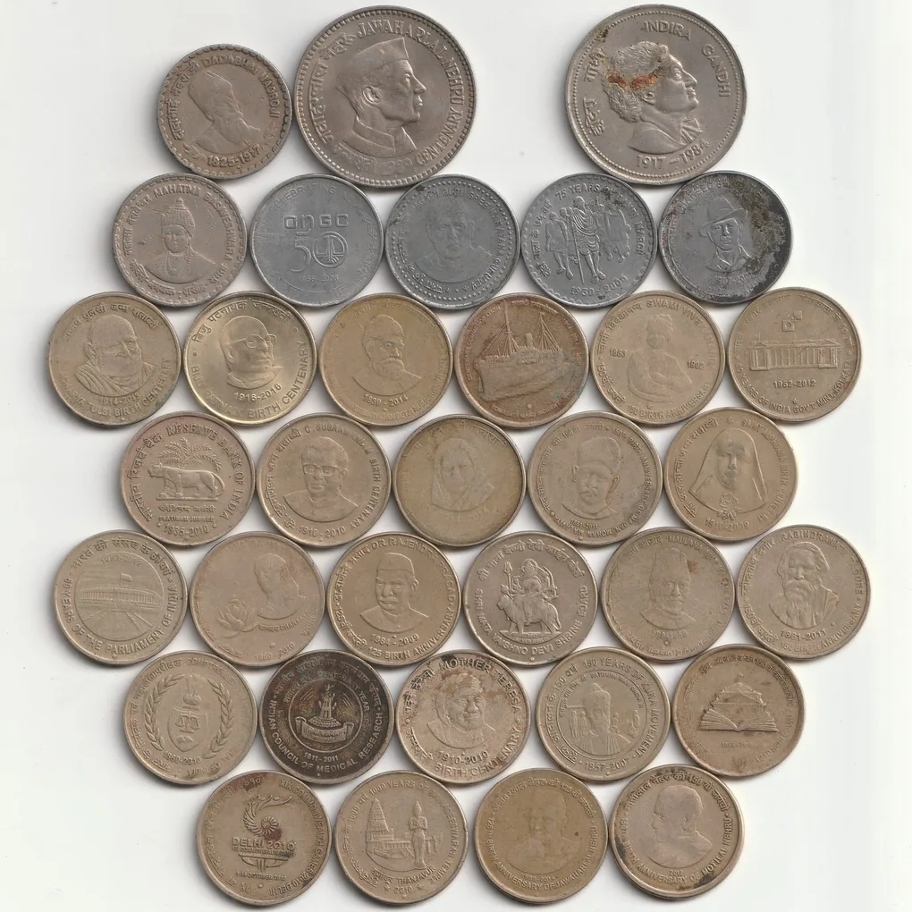 DAM Cheap Sale❤️🤑 34 Different 5 Rupee Commemorative Coins Set Superb Rare to Find Colletction Same Set Given