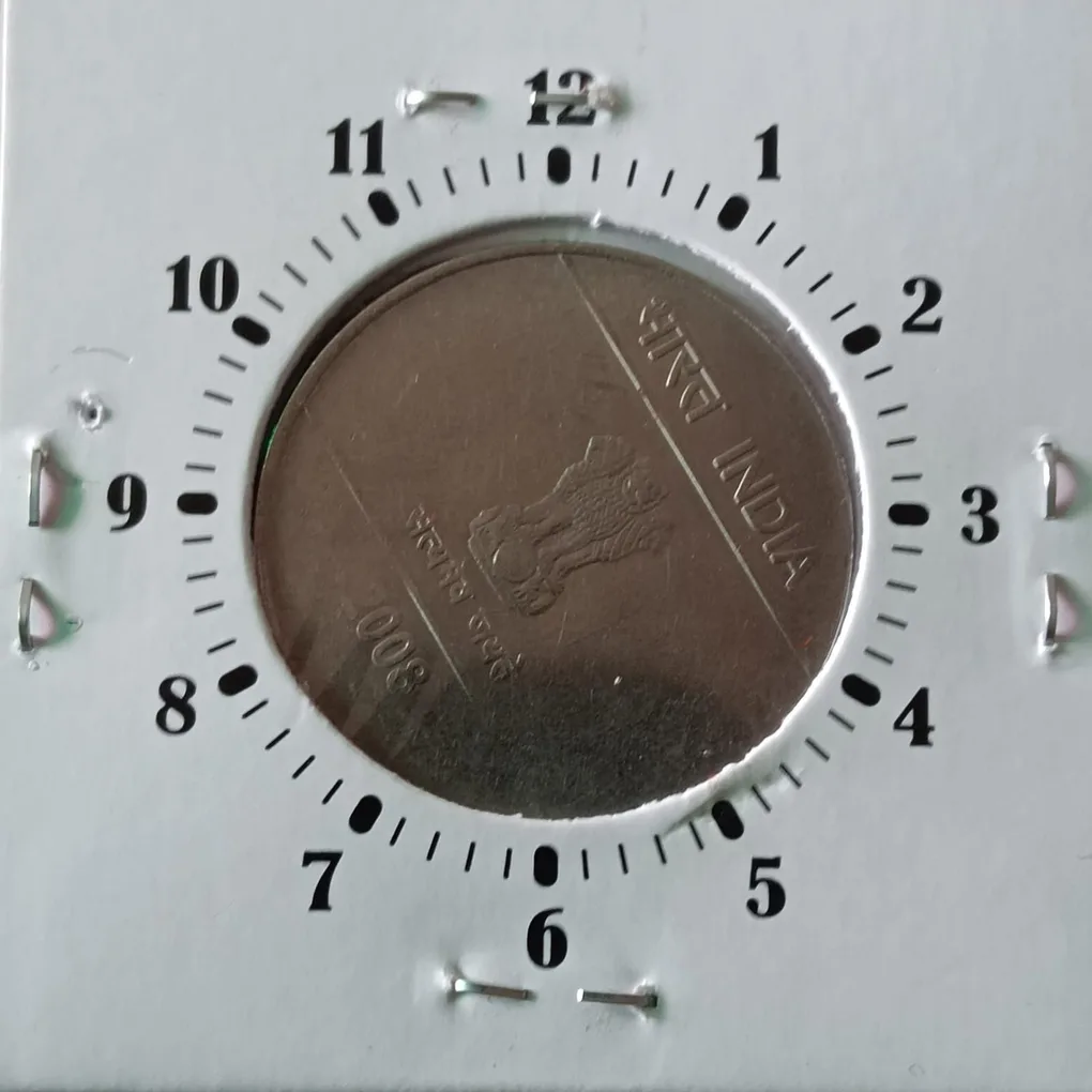 Two Rs FSS 2'o Clock Error Coin 2008 Year Calcutta Mint RBI Mistake Error Coin