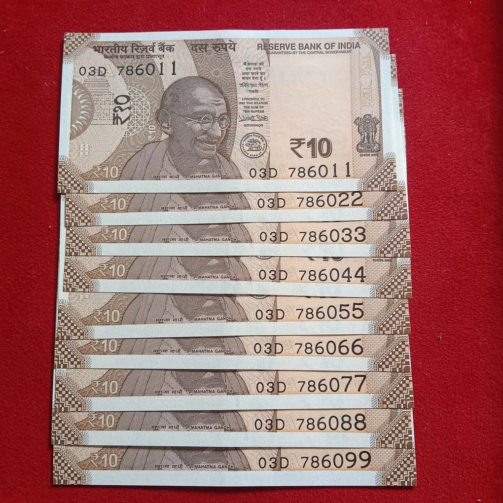 Ten Rs Holy Number Notes Set 786011-786099 Gem Unc Condition 9 Pcs Given Rare Set
