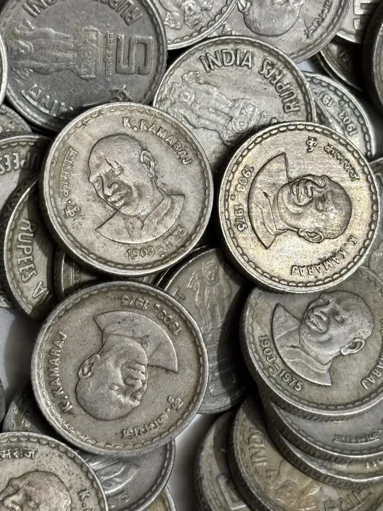 5 rupee k kamraj 20pcs Copper nickel lot hyderabad mint