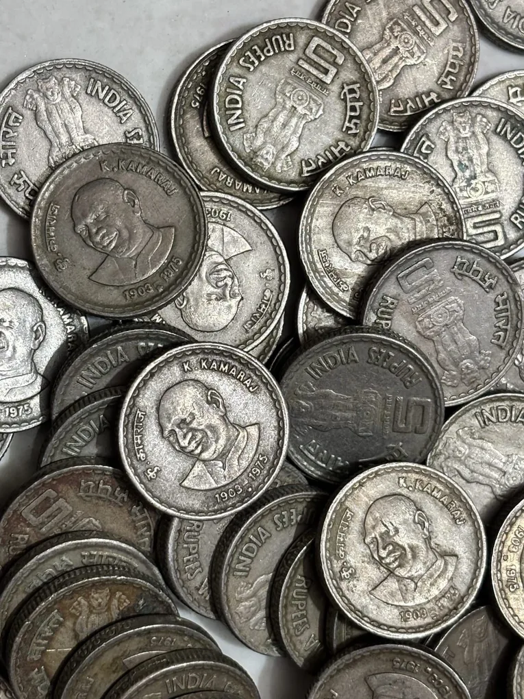 5 rupee k kamraj 20pcs Copper nickel lot hyderabad mint