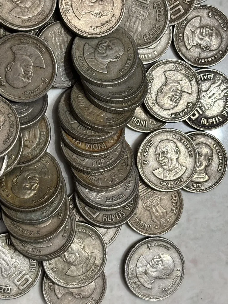 5 rupee k kamraj 20pcs Copper nickel lot hyderabad mint