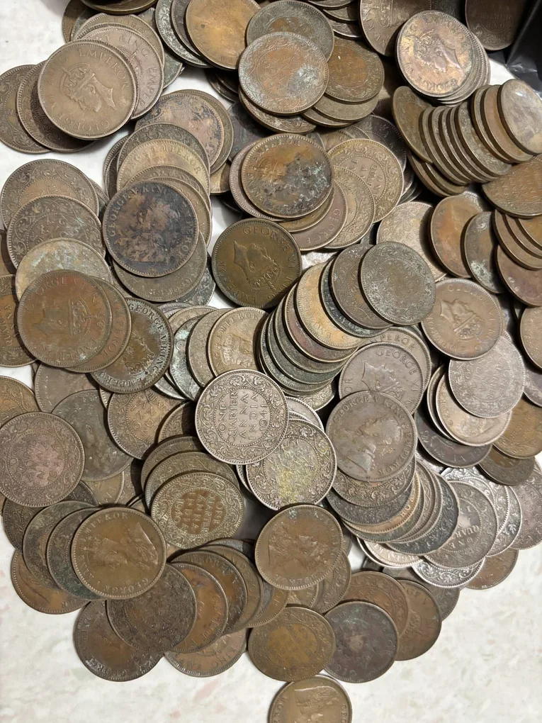 Quarter Anna George V and George VI 50 Bronze Coins Lot