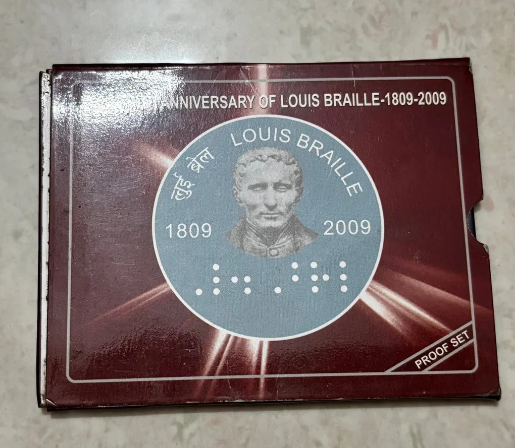 2 Rupees Braille louis 2009 Kolkata Mint Proof Blister