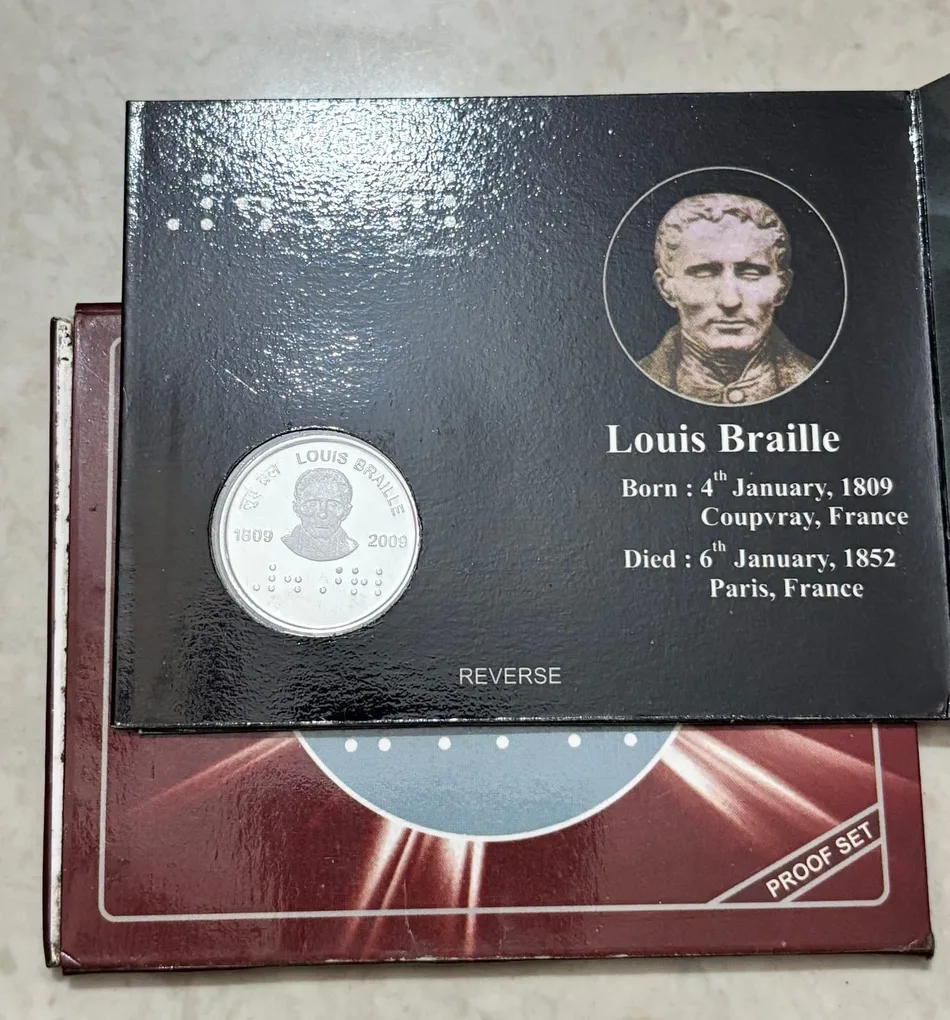 2 Rupees Braille louis 2009 Kolkata Mint Proof Blister