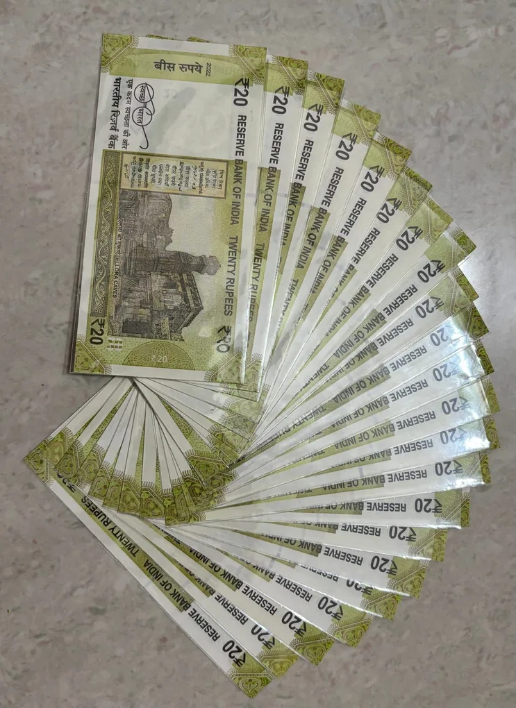 20Rupees 100000 to 900000, 111111 to 1000000 786000 000786 786786- 22 Fancy Numbers UNC Notes Set