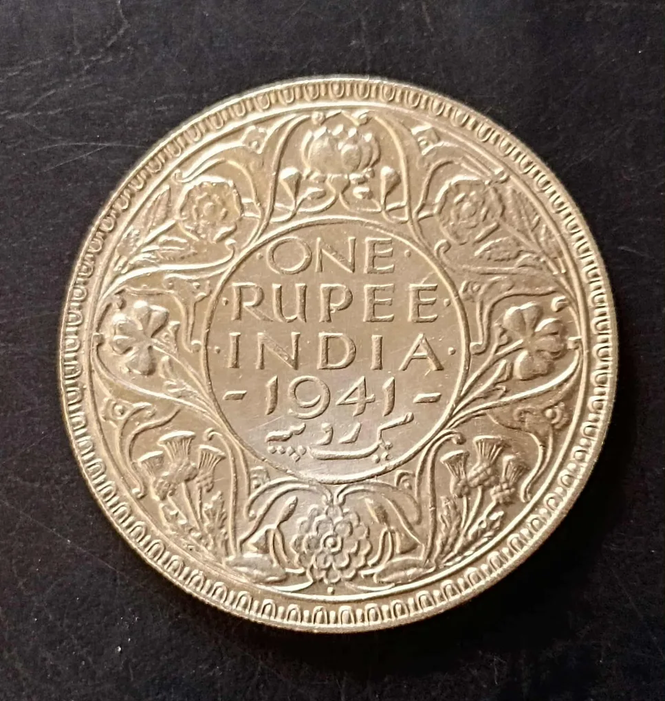 Silver British India King and emperor George vi Denominaton 1₹ 1941 Same and similar piece available