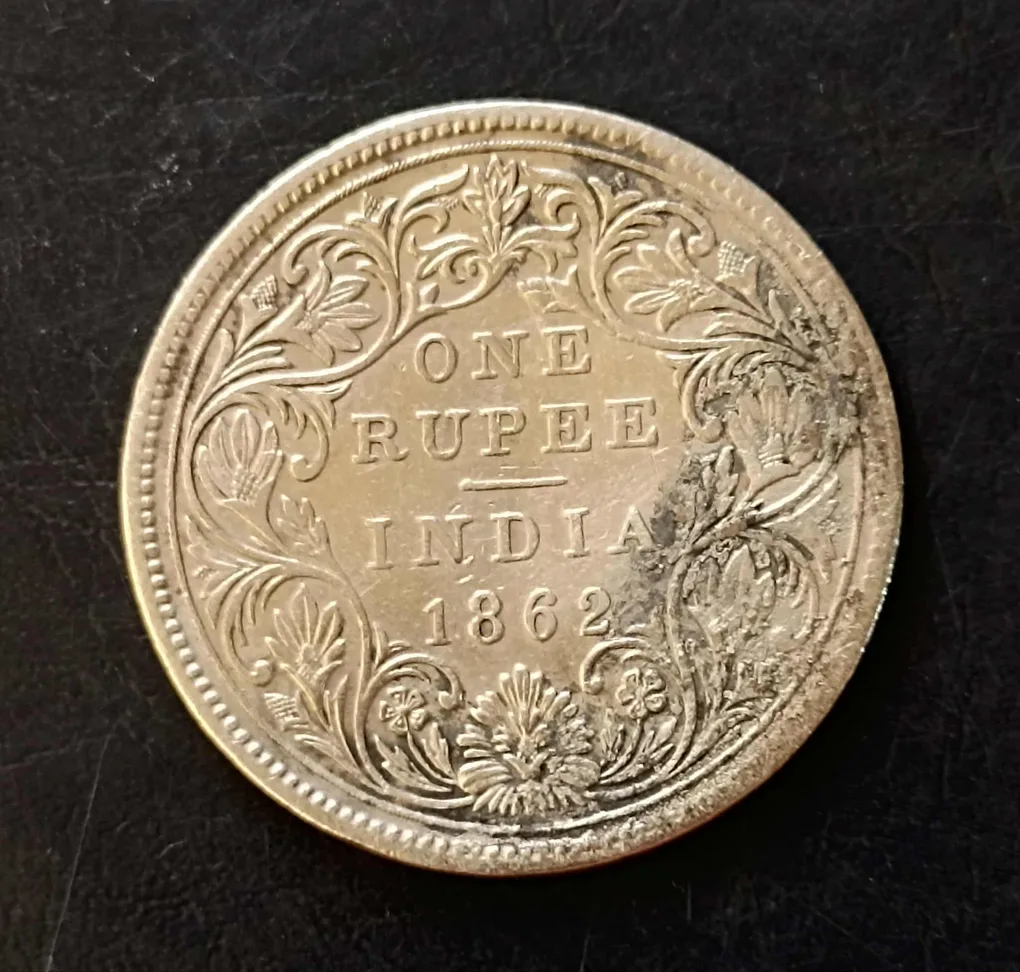 Silver British India Victoria queen Denominaton 1 ₹ Year 1862 Same and similar piece available