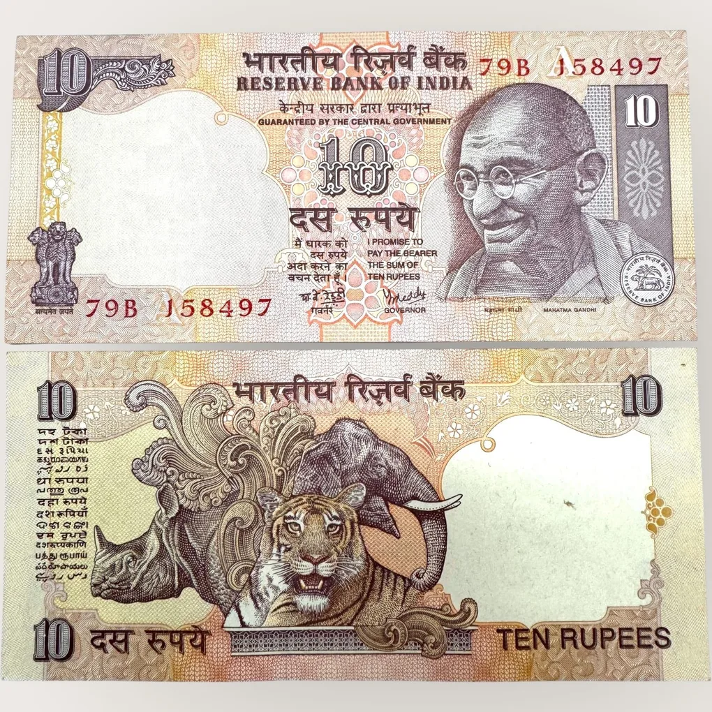D 60 Rs 10 India Banknote Signature series Signed by Y V Reddy Plain W O Year Unc Unique and Rare