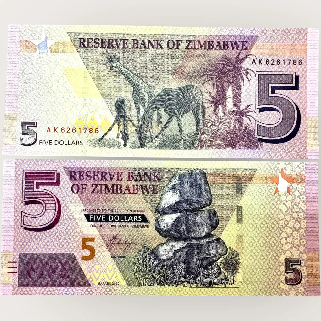 Zimbabwe 5 Dollars World Banknote Ending 786 Series Unique and Rare