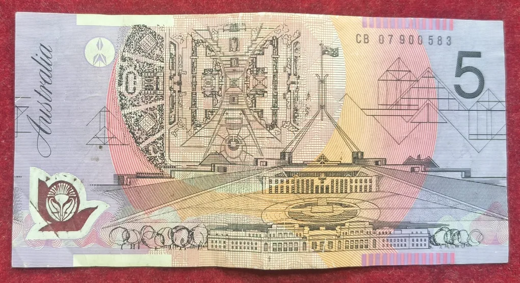 Australia 5 Dollars Rare Polymer Note # B-2
