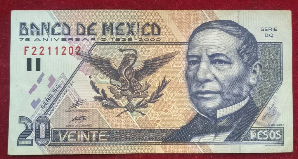 Mexico 20 Pesos Rare world Note # B-2