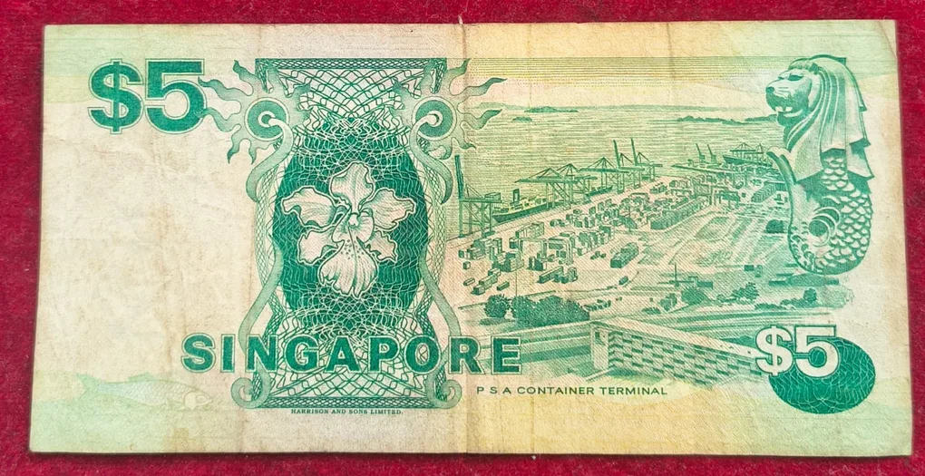 Singapour 5 Dollars Rare Note # B-2