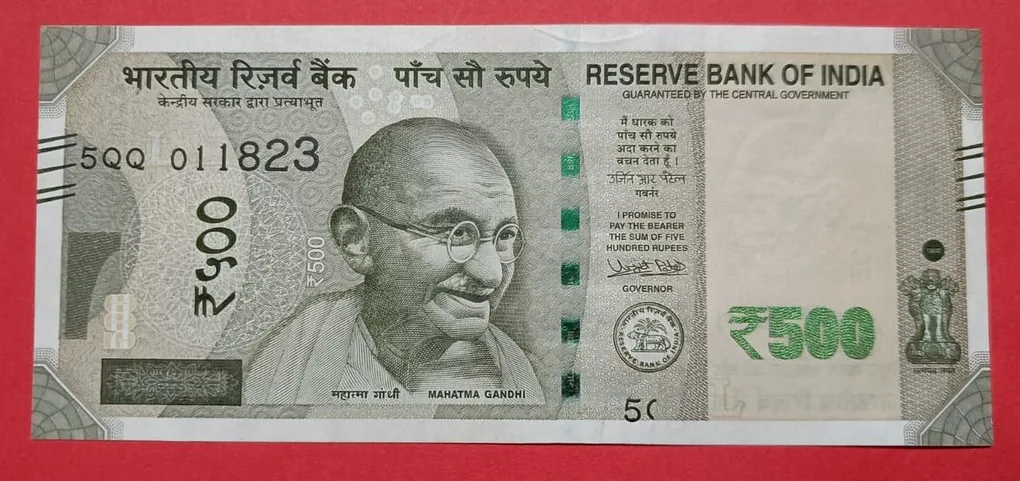 500 Rs GEM UNC Serial Missing Error and Prefix Half Printed Ex Unique Error
