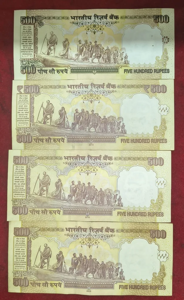500 Rupees 4 Different Governor Top Condition Rare Set