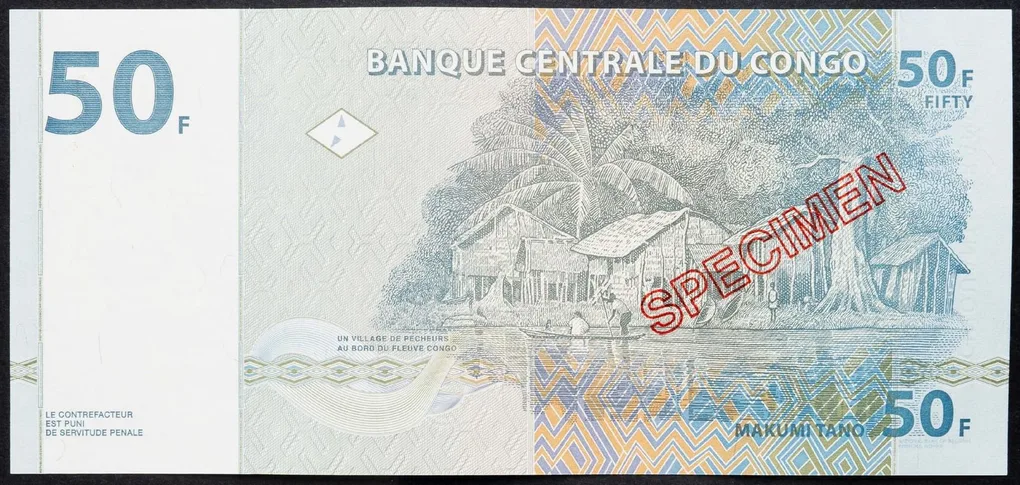 Congo Democratic Republic 50 Francs 1997 Specimen UNC Specimen Unique and Rare
